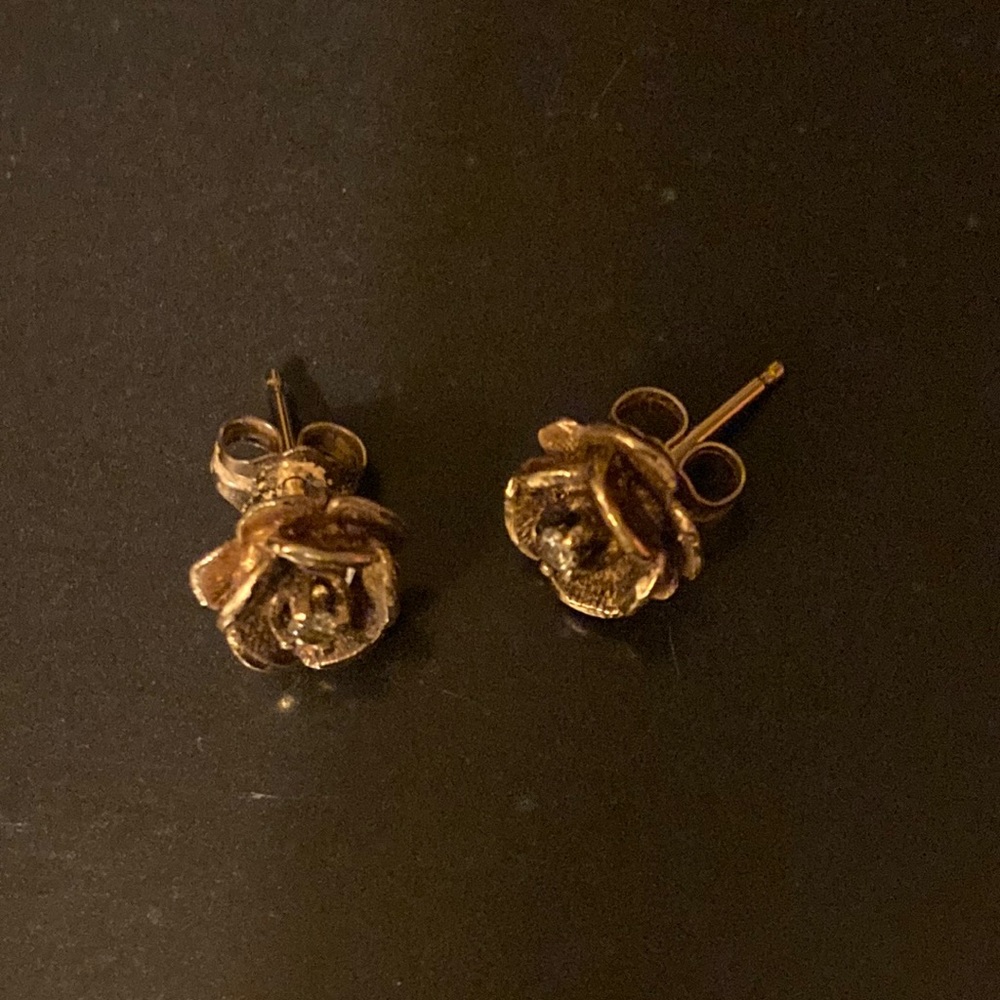 Vintage tiny gold and diamond earrings